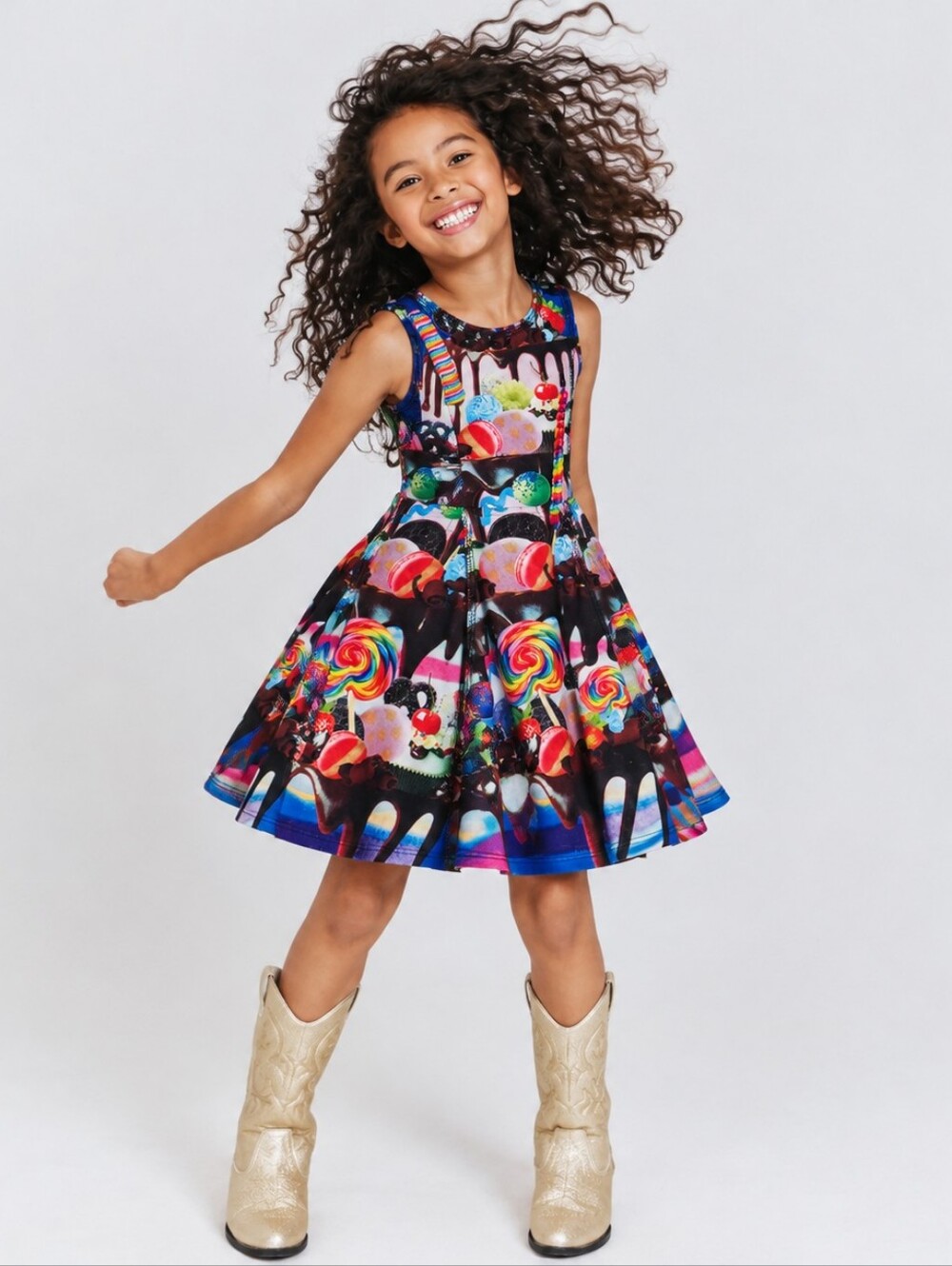 Terez Girls Skater Dress In Candy Ice Cream Spill 4T Made In NYC